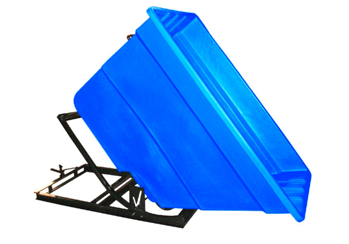 Self Dumping Hopper - Poly - 1.7 yd - Blue - Dumps up to 40 degrees - Steel Tube Frame - 1