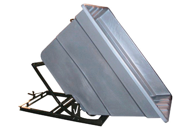 Self Dumping Hopper - Poly - 1.7 yd - Gray - Dumps up to 40 degrees - Steel Tube Frame - 1