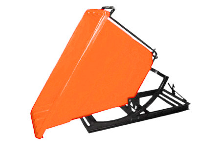 Self Dumping Hopper - Poly - 5/8 yd - Orange - Dumps up to 40 degrees - Steel Tube Frame - 1