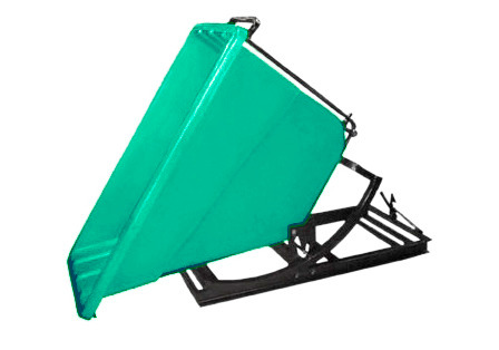 Self Dumping Hopper - Poly - 5/8 yd - Green - Dumps up to 40 degrees - Steel Tube Frame - 1