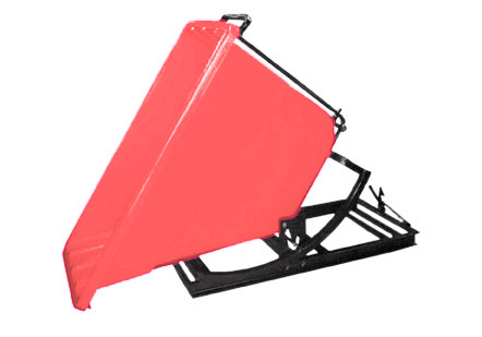 Self Dumping Hopper - Poly - 5/8 yd - Red - Dumps up to 40 degrees - Steel Tube Frame - 1