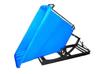 Self Dumping Hopper - Poly - 5/8 yd - Blue - Dumps up to 40 degrees - Steel Tube Frame - 1