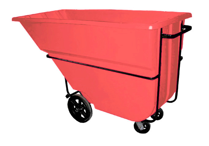 Tilt Truck - Poly Construction - 1.1 yd - Heavy Duty - Red - 2100 lbs Load Capacity - 1