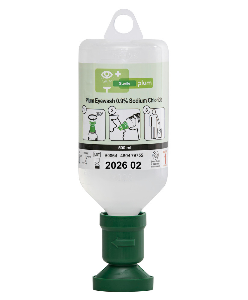 Eye rinse bottle with 500 ml 0.9 % - 1