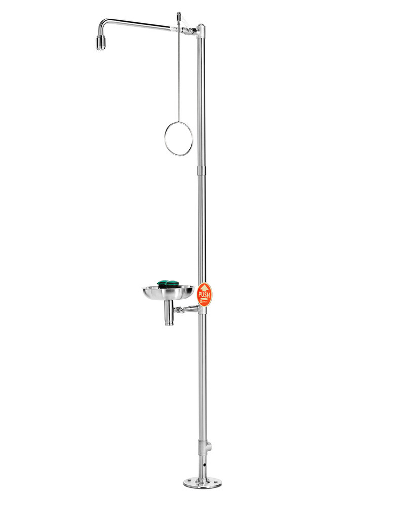 Kombinovaná bezpečnostní sprcha se záchytnou miskou, nerezová, montáž k podlaze, BR 837095, 75 litrů - 1