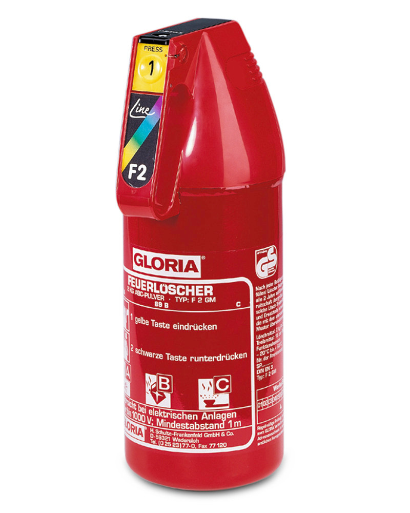 GLORIA Pulver-Dauerdruckfeuerlöscher, 2 kg, Brandklasse A, B, C - 1