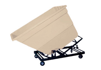 Self Dumping Hopper - Poly - 2.2 yd w Casters - Natural - Dumps up to 40 degrees - Steel Tube Frame - 1