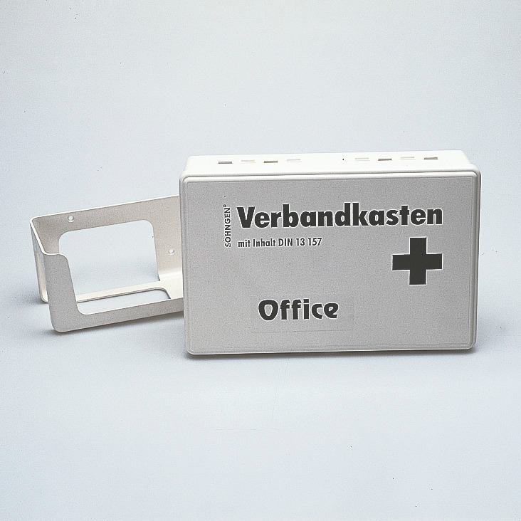 Verbandskasten Office aus Kunststoff, mit Füllung nach DIN 13157, mit Wandhalterung, weiß - 2