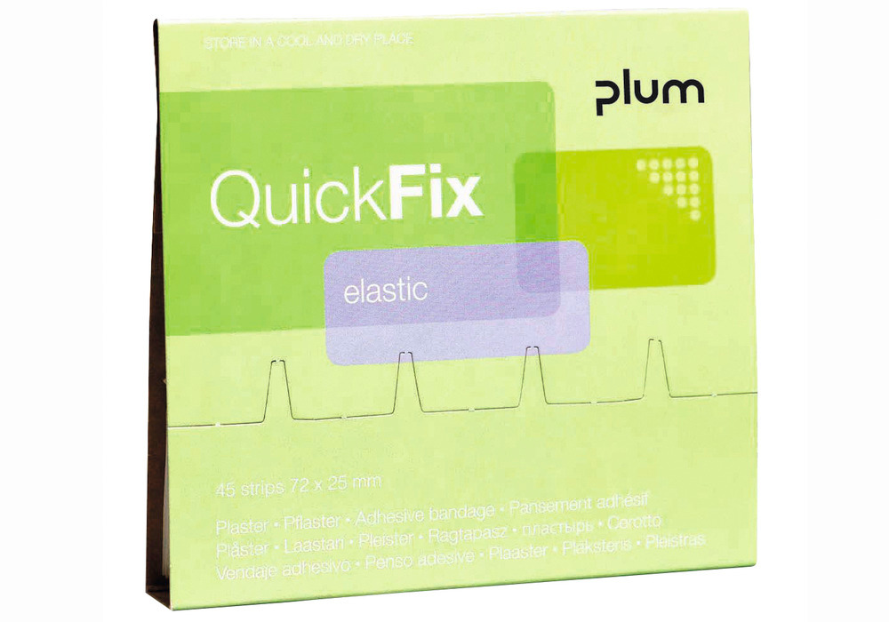 QuickFix Elastic plastre, opfyldning, 6 x 45 stk., elastiske plasterstrips - 1
