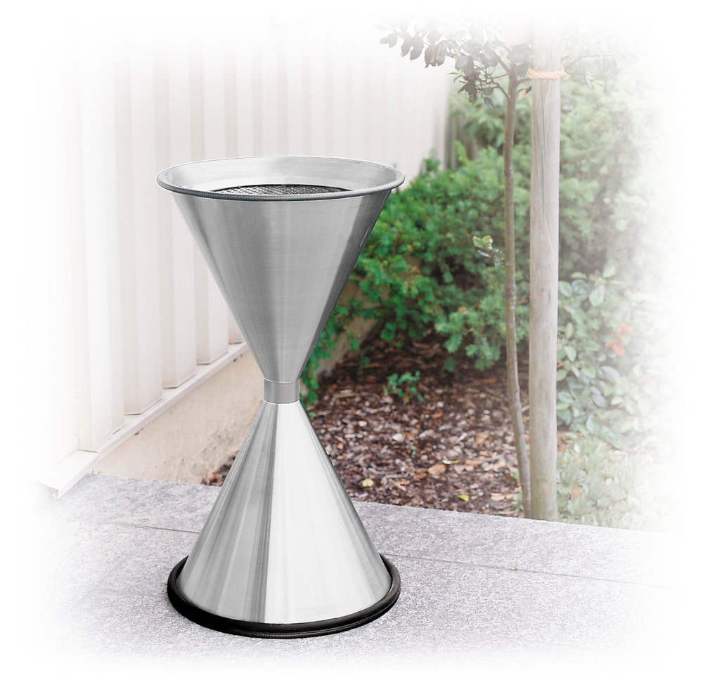 Conical free-standing ashtray, quality steel plate with galvanized metal filter, stainless steel - 1