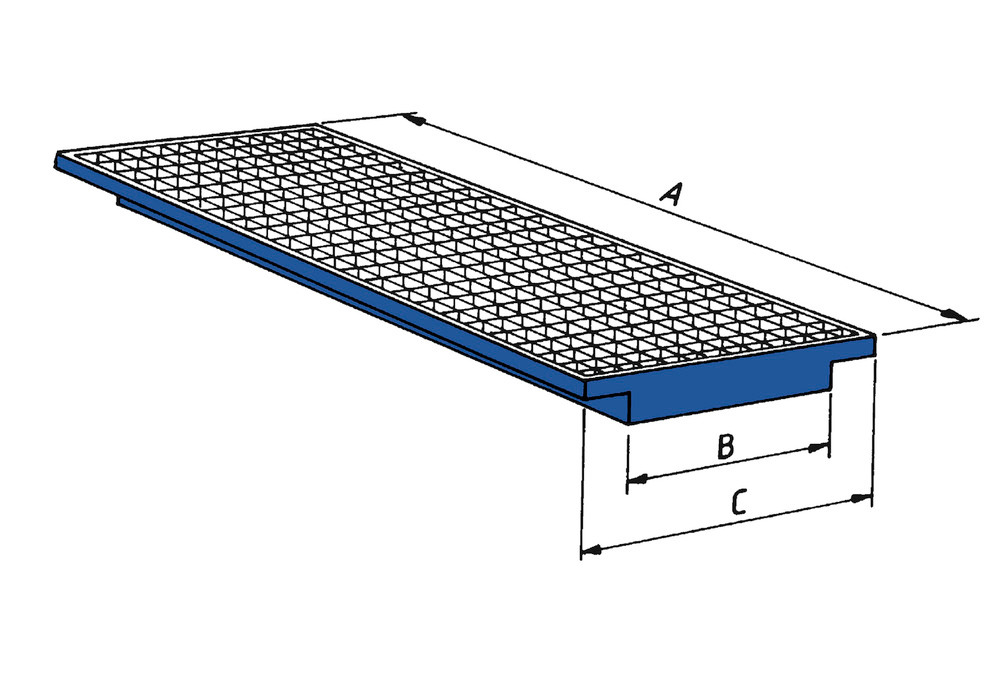 Galvanized Sump Insert for Pre-Existing Pallet Rack System - 108" x 36" - 65 gal Sump Capacity - 3