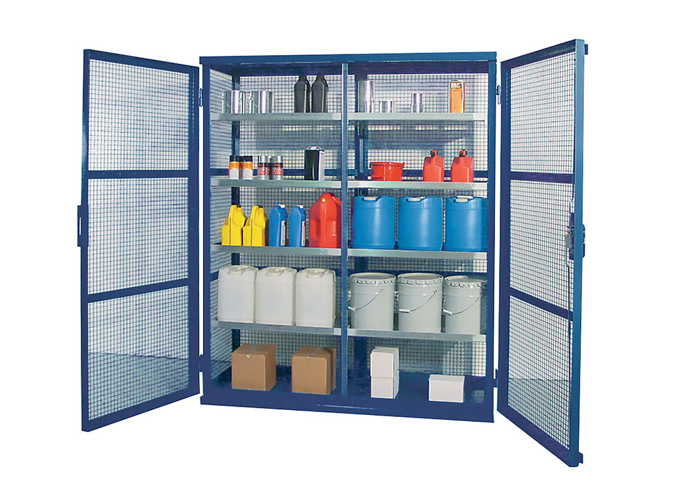 Cage Spill Containment Shelving - Double - Galvanized Shelves - 36" x 24" Shelf Pans - 2