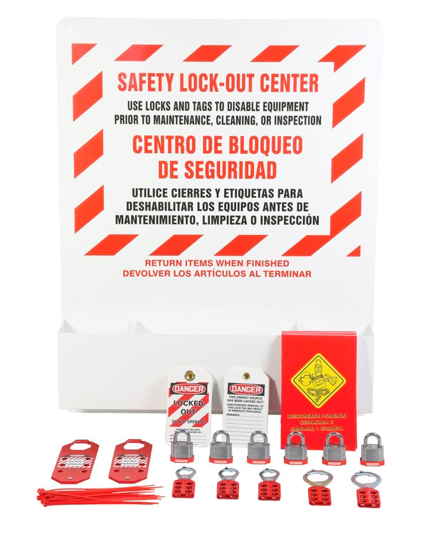 Lockout Board - Heavy-Duty Aluminum Big Pocket with kit - Spanish/English - Easily Accessible - 1