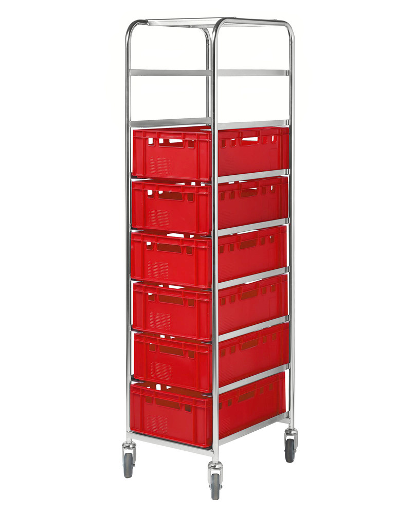 Box trolley KM for 8 Euro boxes, galvanised, LxWxH 460 x 590 x 1880 mm, 4 PU swivel castors - 2