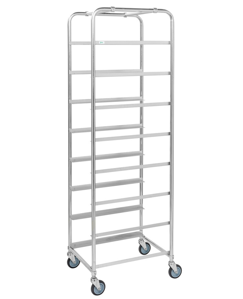 Box trolley KM for 8 Euro boxes, galvanised, LxWxH 460 x 590 x 1880 mm, 4 PU swivel castors - 1