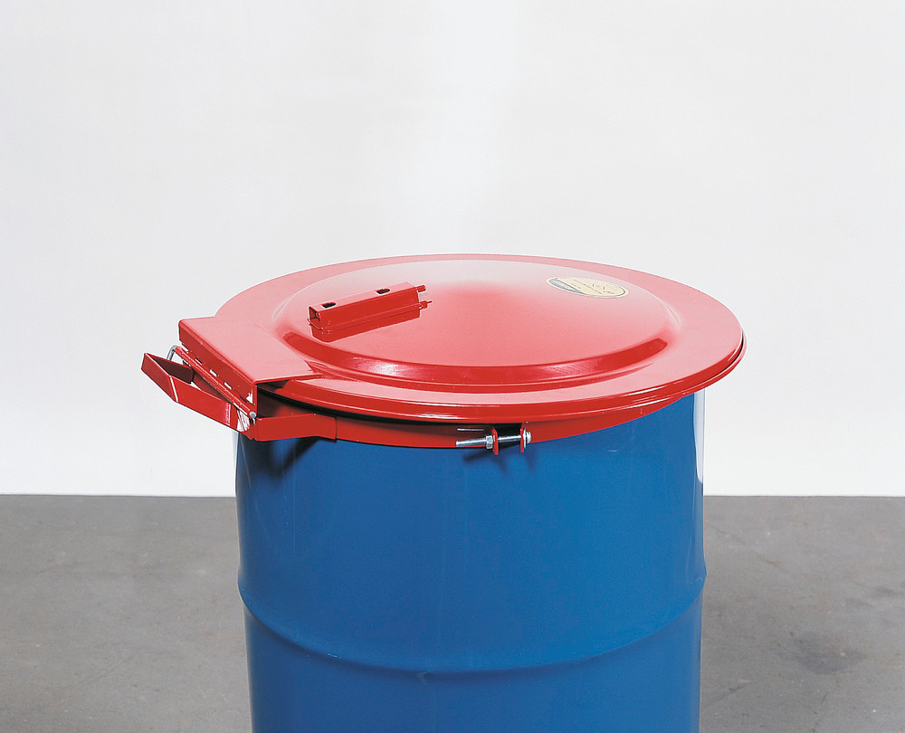 Fire Safe Drum Cover - Self-Closing - 30-Gallon - Chemical Resistant - Red - 1