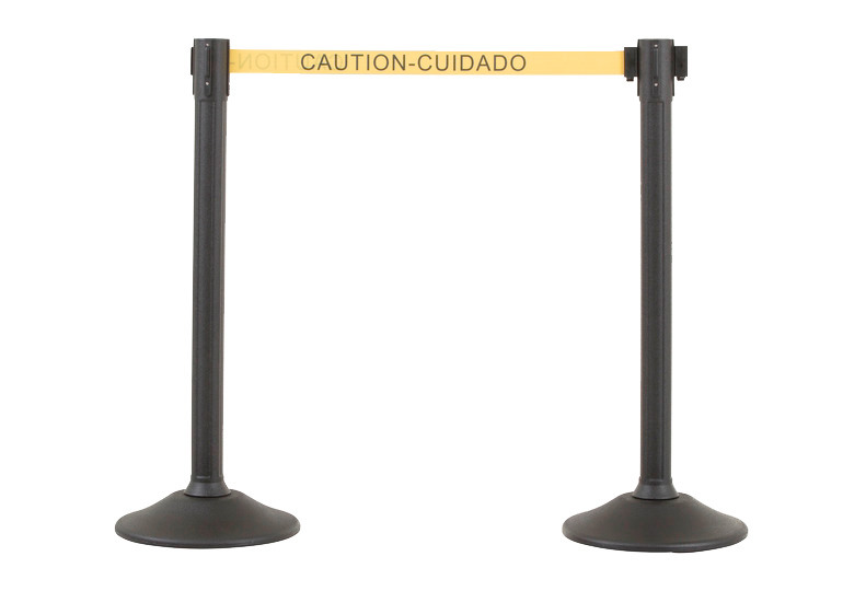 Retractable Belt Stanchion Post CAUTION/CUIDADO. Stanchion Color Black - 1