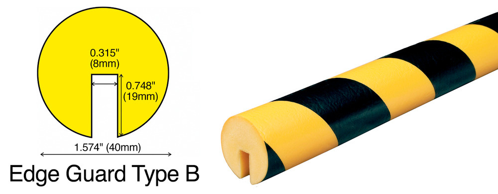 Protective Bumper Guards - Style B - Black/Yellow - Polyurethane Foam - 39 3/8 in long - 1