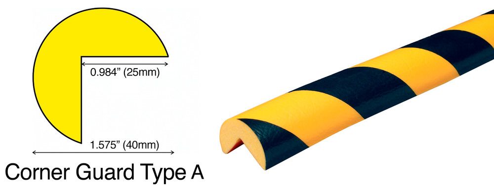 Protective Bumper Guards - Style A - Black/Yellow - Polyurethane Foam - 39 3/8 in long - 1