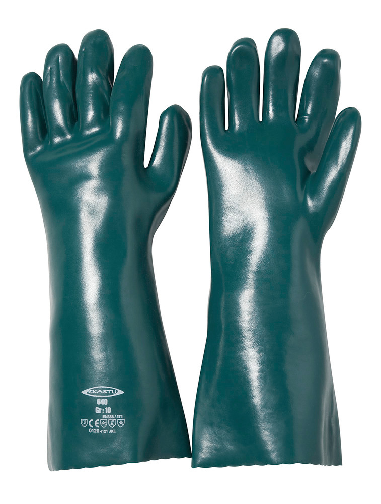 Gants de protection chimique Ekastu, flockés coton, manchettes 400 mm, cat. III, taille 10, 1 paire - 1