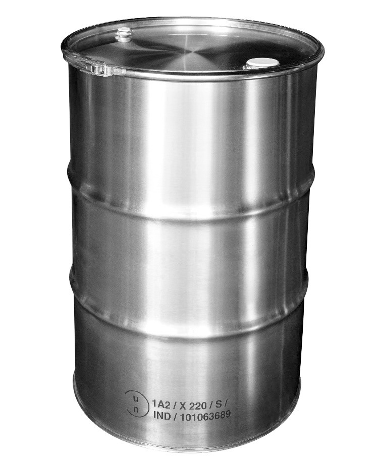 Stainless steel ribbed, lidded drum, 30 litres - 1