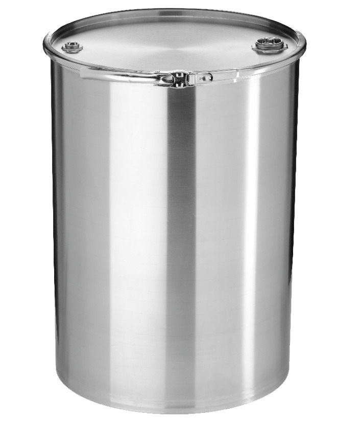 Stainless steel lidded drum, 60 litres - 1