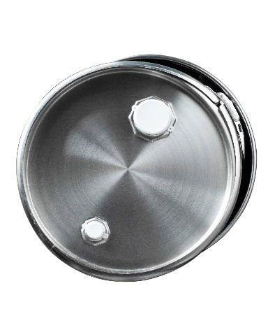 Stainless steel ribbed, lidded drum, 30 litres - 2