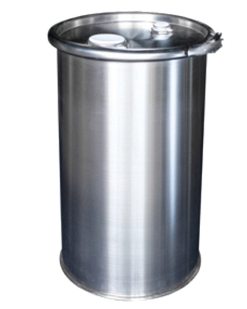 Stainless steel lidded drum, smooth-walled, 30 litres