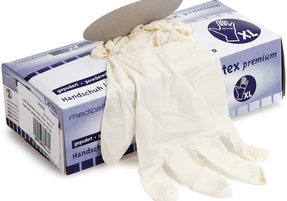 Latex disposable gloves, size 7, 50 pairs in dispenser box - 2