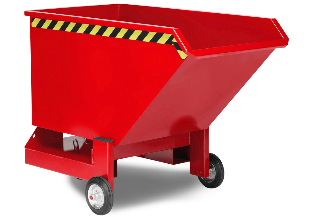 Tipping trolley in steel, 400 litre volume, red - 1