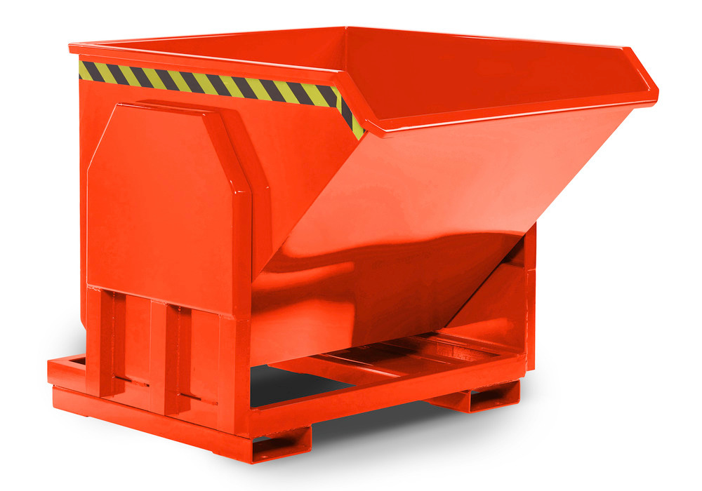 Schwerlast-Kippbehälter aus Stahl, 1200 Liter Volumen, orange - 1