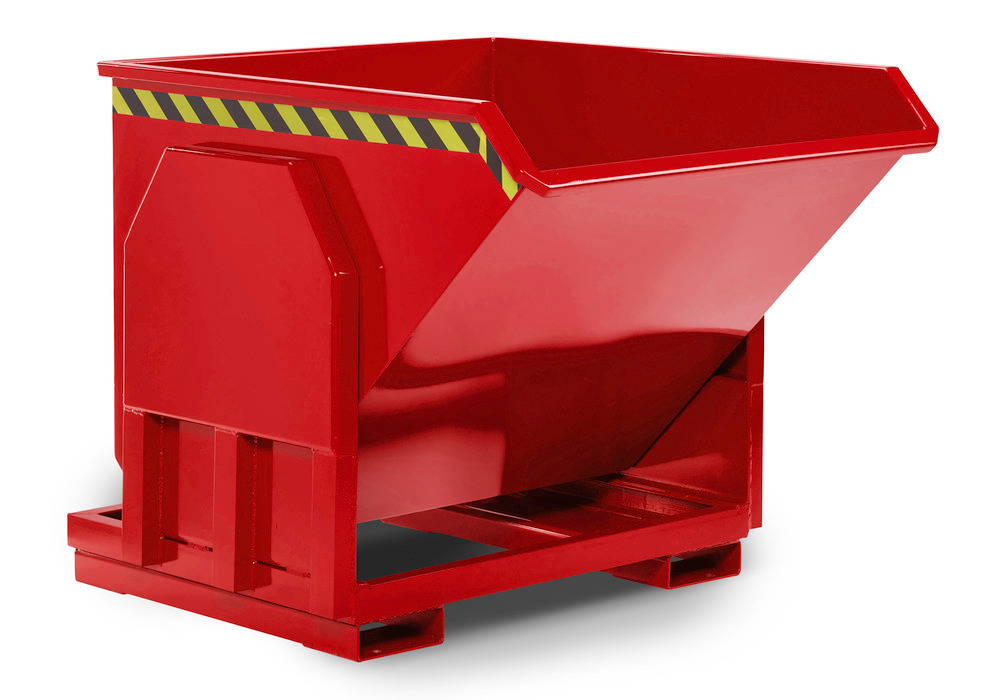 Tippcontainer för tung last av stål, volym 1 500 liter, röd - 1
