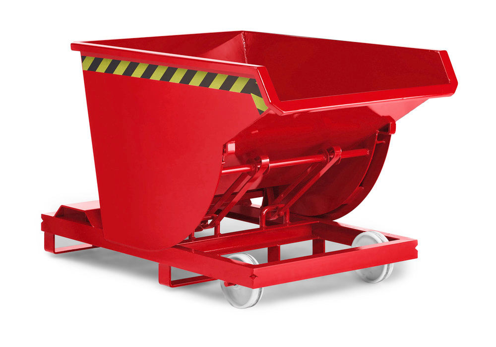 Tipcontainer af stål, 300 liters volumen, rød - 1