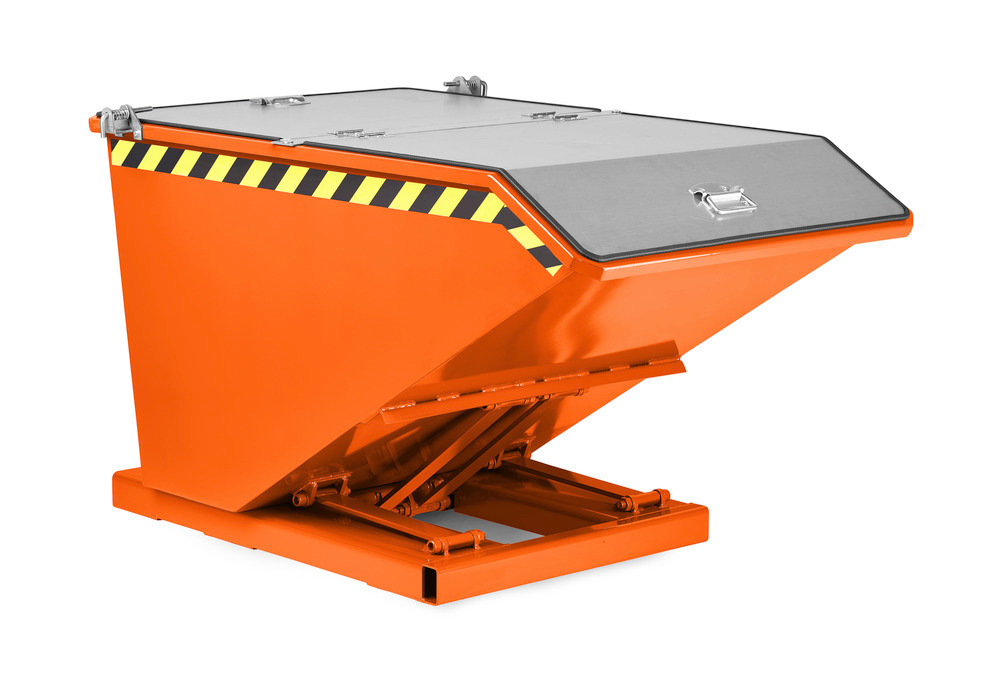 Tippcontainer för bulkgods av stål, volym 1500 liter, orange - 2