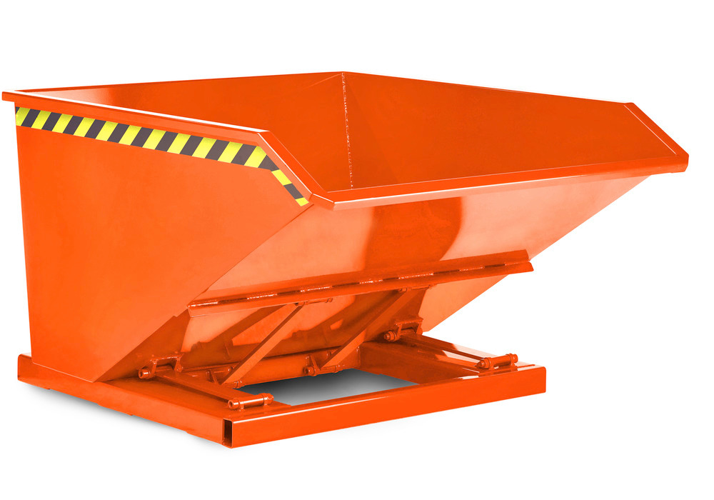 Tippcontainer för bulkgods av stål, volym 1500 liter, orange - 1