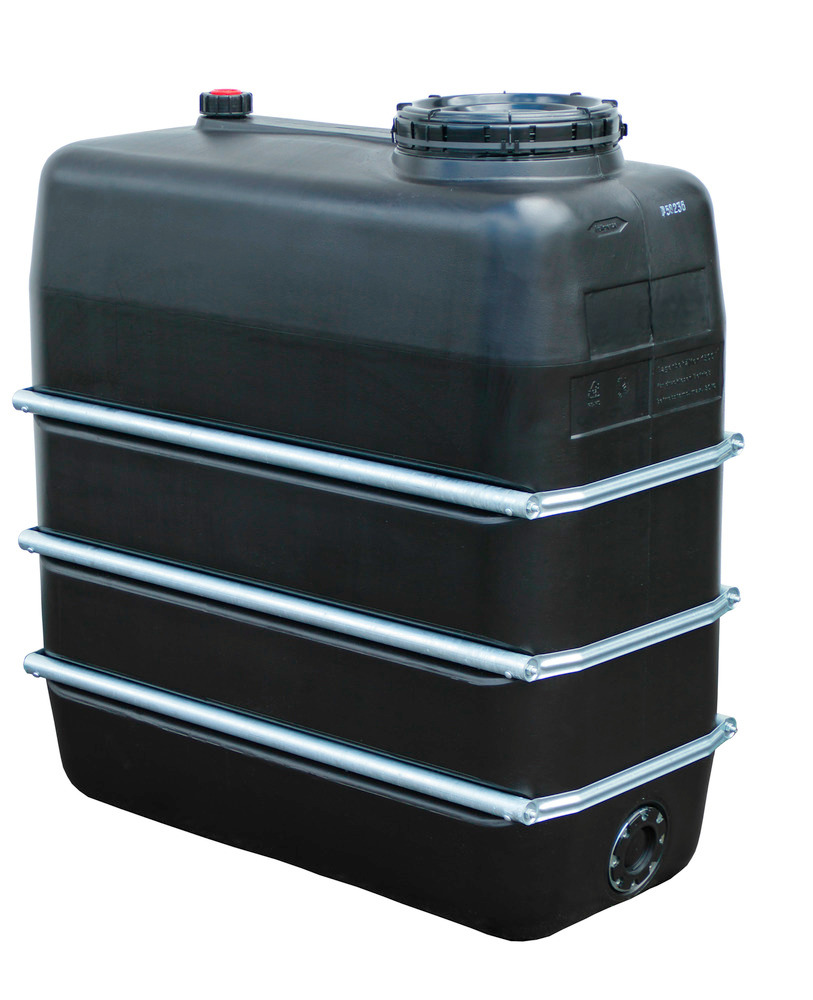 Chemical tank in polyethylene (PE), 1,500 litre volume, black - 1