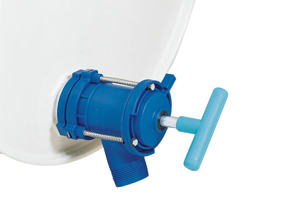 Horizontal Drum Tap - 2 In Bung Size - Empty Drum Contents - Nitrile Rubber Seal - Blue - 6