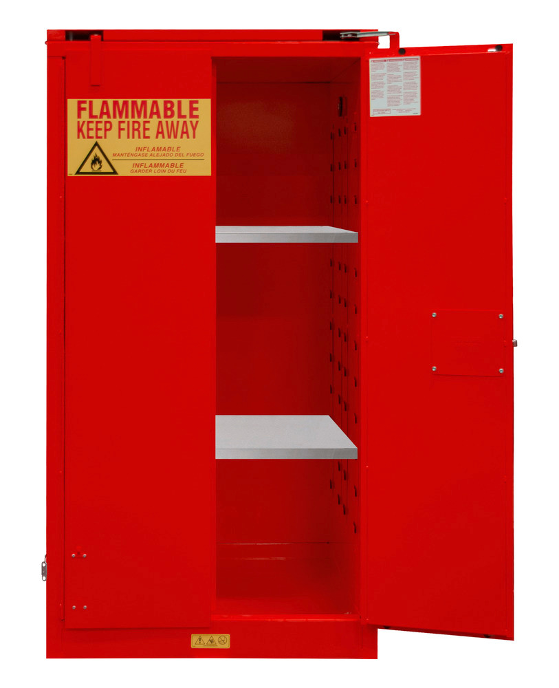 Flammable Safety Cabinet - 60 Gallon  - FM Approved - Self-Closing Door - Red - 1060S-17 - 4