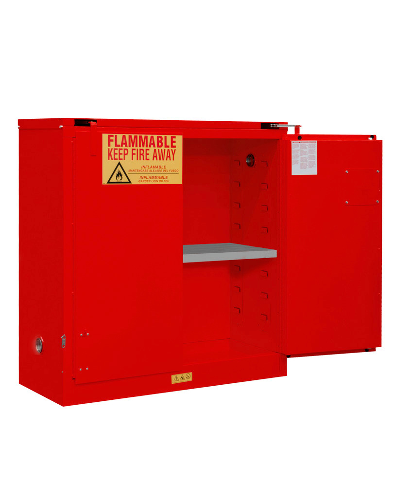 Flammable Safety Cabinet - 30 Gallon  - FM Approved - Self-Closing Door - Red - 1030S-17 - 1