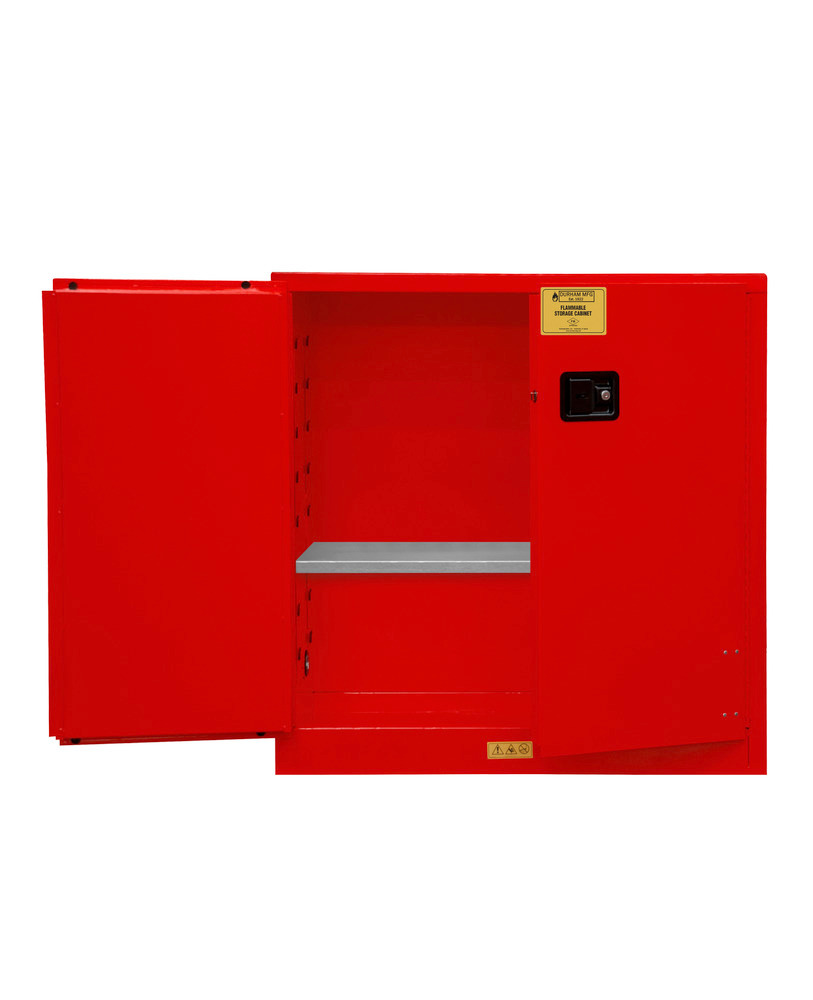 Flammable Safety Cabinet - 30 Gallon - FM Approved - Manual Closing Door - Red - 1030M-17 - 4