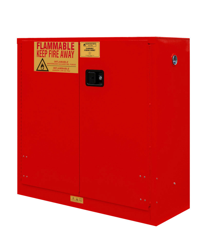 Flammable Safety Cabinet - 30 Gallon - FM Approved - Manual Closing Door - Red - 1030M-17 - 2