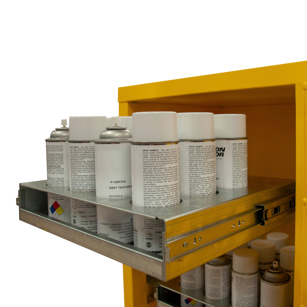 24 Aerosol Can Flammable Safety Cabinet - FM Approved - Manual Closing - 2 Slide Shelves - 1012MA-50 - 4