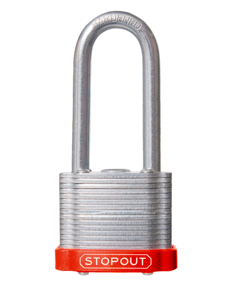 STOPOUT® Laminated Steel Padlocks-Red-Shackle Clearance Ht.: 2" - 1