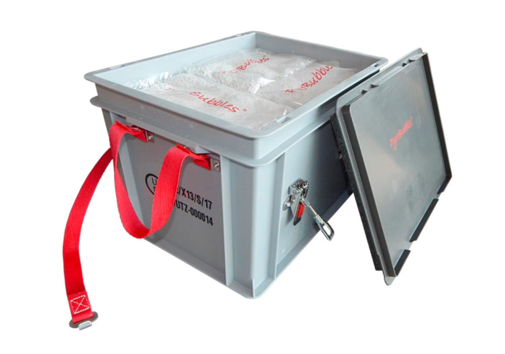 Caja de transporte para baterías ión litio PP, 18 l, XS-Box 1 Basic, relleno PyroBubbles® - 4