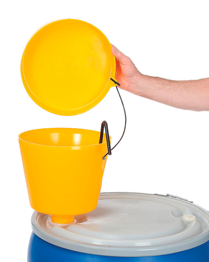 Drum Funnel - Polypropylene Body & Lid - 13" High - Threaded for 2" Bung Hole - 7