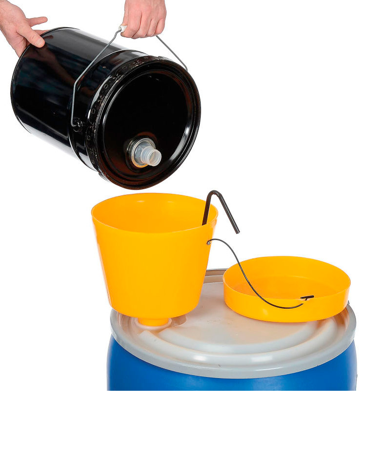 Drum Funnel - Polypropylene Body & Lid - 13" High - Threaded for 2" Bung Hole - 4