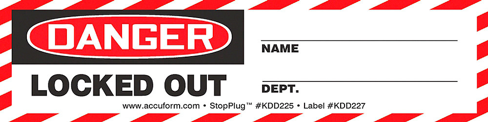 StopPlug™ Labels Multi-Plug Lockout - OSHA danger header - Bright Red Stripe - 1