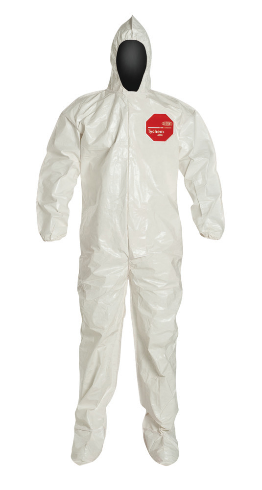 Coverall - Tyvek - Chemical-Resistant - Zipper Front - Elastic Wrists - White - 2XL - 1