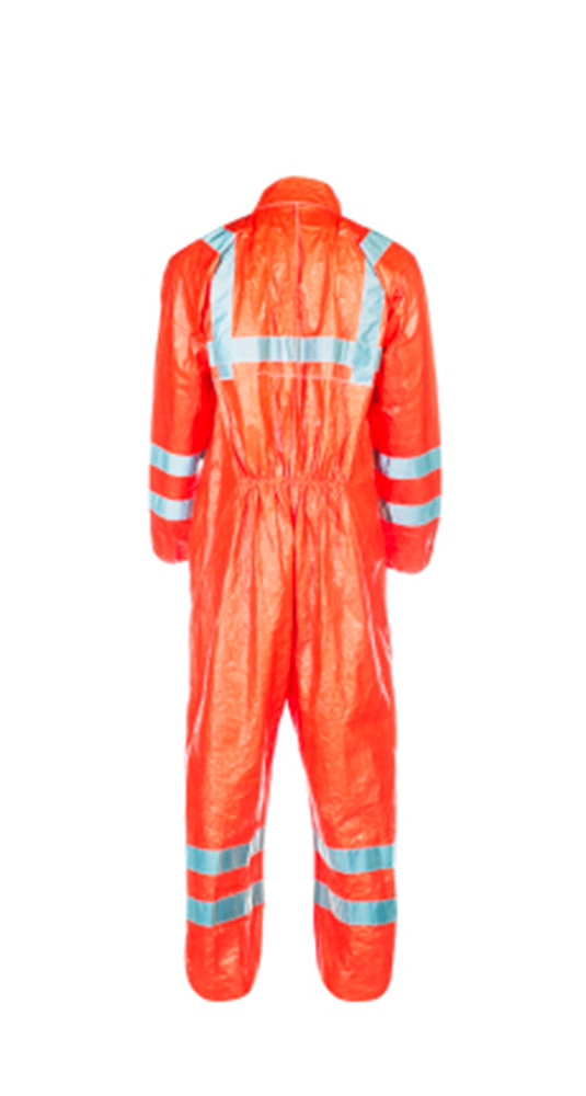 Coverall - Fluorescent Orange with Gray - Elasticated Wrists & Ankles - Anti-Static - 2XL - 2