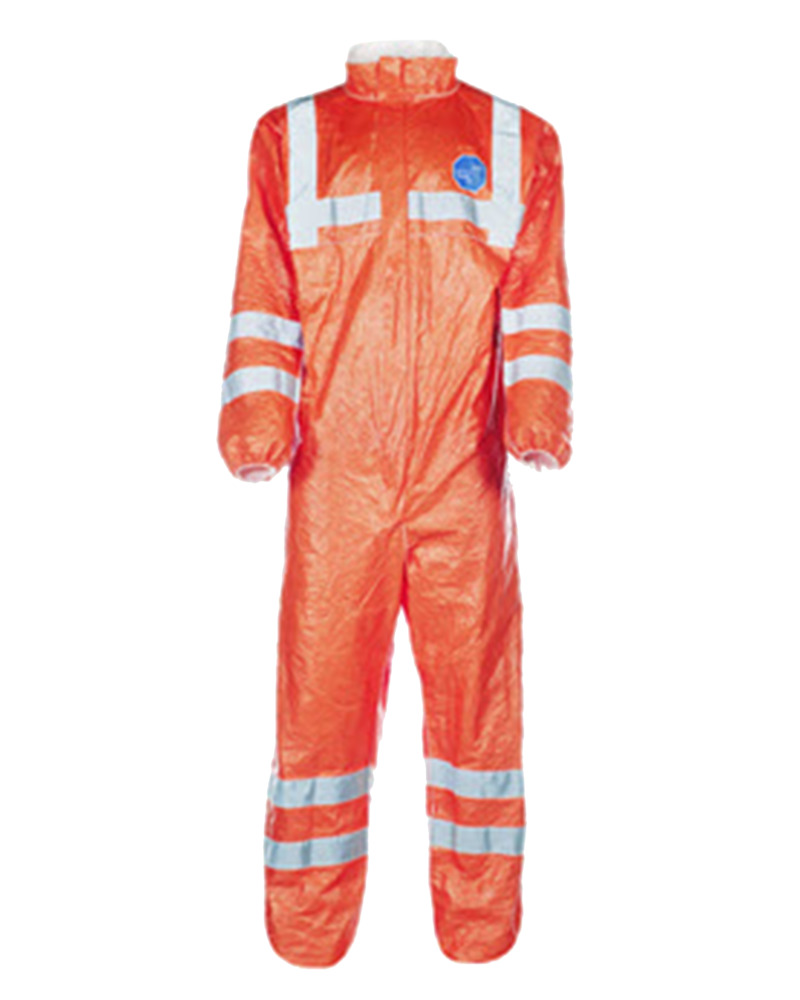 Coverall - Fluorescent Orange with Gray - Elasticated Wrists & Ankles - Anti-Static - Large - 1